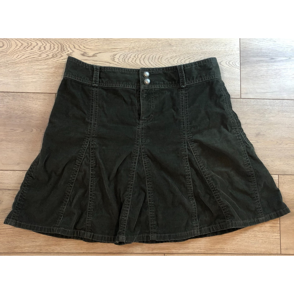 ATHLETA Womens 6P Green‎ Skirt Corduroy Flare Stretch Athleisure Golf Resort